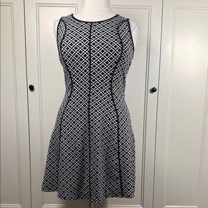 Mossimo Black and White Geometric A-Line Retro Style Dress